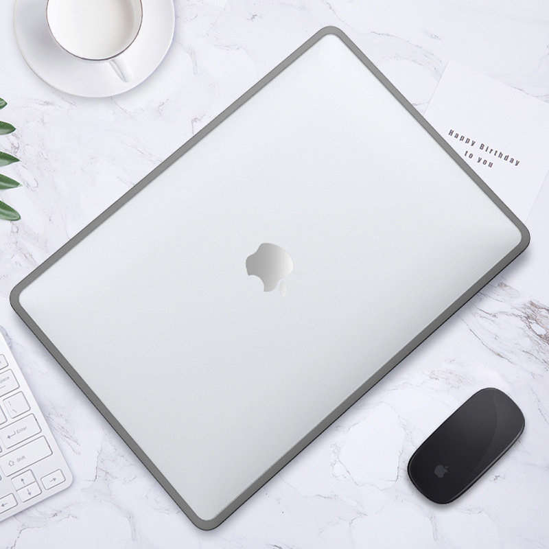Пластикова накладка c силіконовим бампером для Macbook Air 13,6" M2 A2681 (Прозрачный + серый бампер)