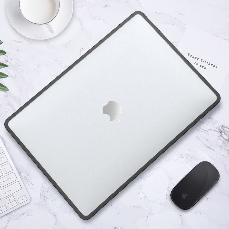 Пластикова накладка c силіконовим бампером для Macbook Pro 13,3" A1989, A2159, A2251, A2289, A2338,  (Прозрачный + черный бампер)