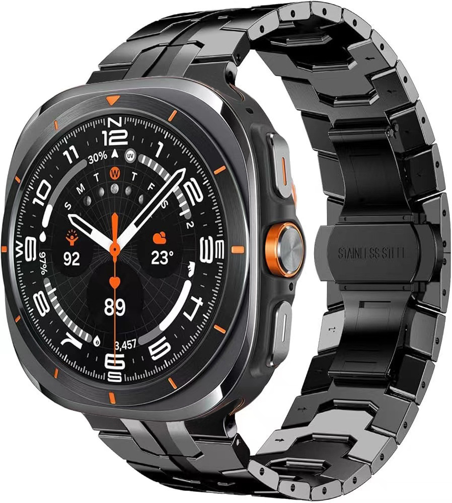Металевий ремінець з фіксатором "IRON MAN" для Samsung Galaxy Watch 7 Ultra (Чорний)