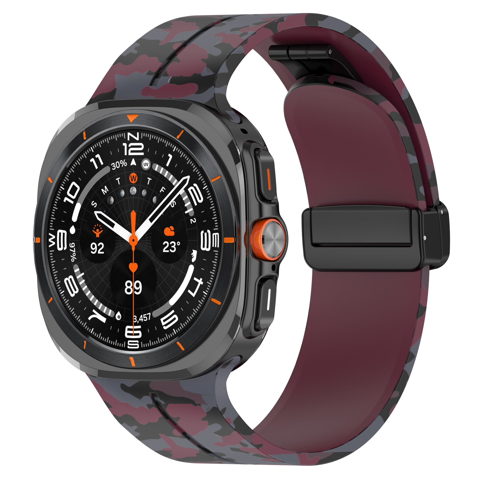 Камуфляжний силіконовий ремінець з магнітною пряжкою для Samsung Galaxy Watch7 Ultra 47 мм (бордовий)