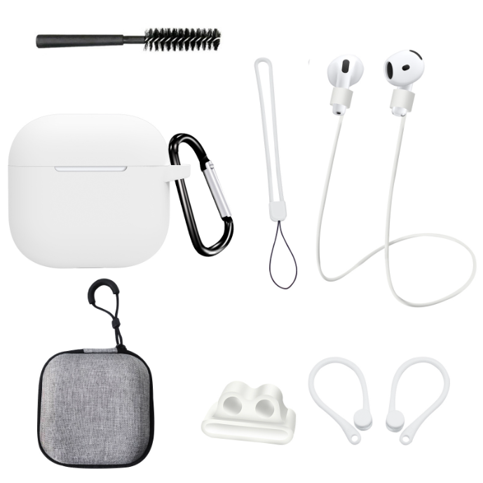 Чохол для AirPods 4 із комплектом аксесуарів 7в1 (Білий)