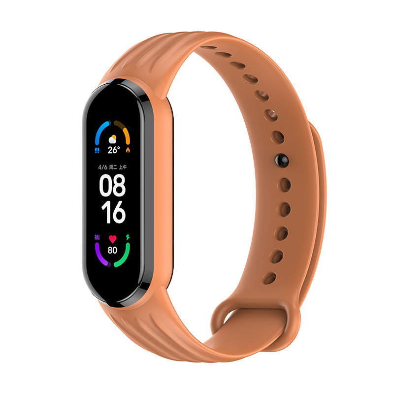 Силиконовый ремешок Dragon для Xiaomi Mi Band 5 | 6 / 7, Красный (Темно-оранжевый)