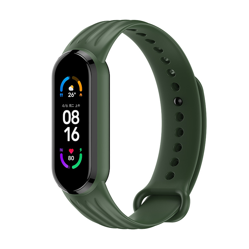 Силиконовый ремешок Dragon для Xiaomi Mi Band 5 | 6 / 7, Красный (Темно-Зеленый)