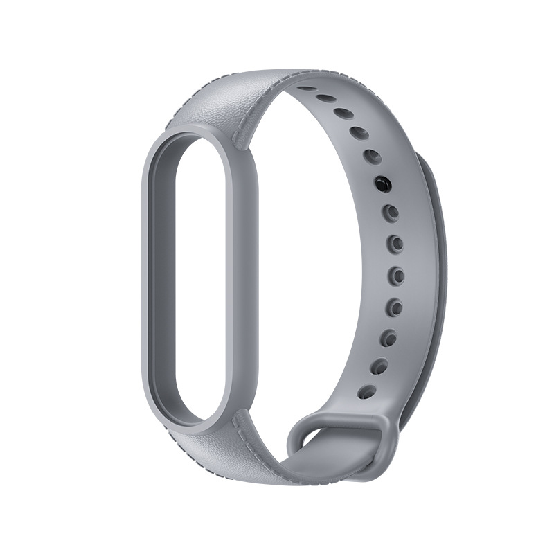 Силиконовый ремешок с имитацией кожи для Mi Band 3 | 4, Салатовый (Сірий)