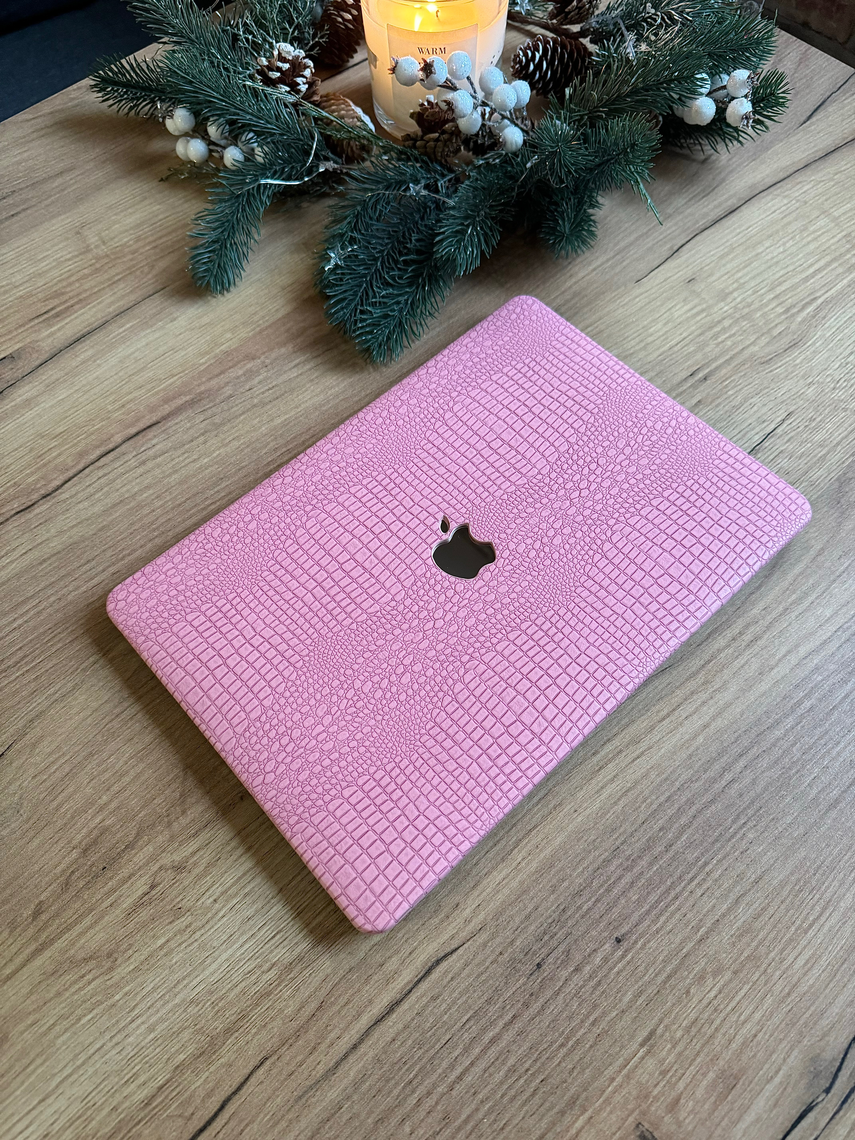 Чохол накладка на MacBook Pro 13  M1/M2/M3 ШКІРЯНИЙ (Рожевий)