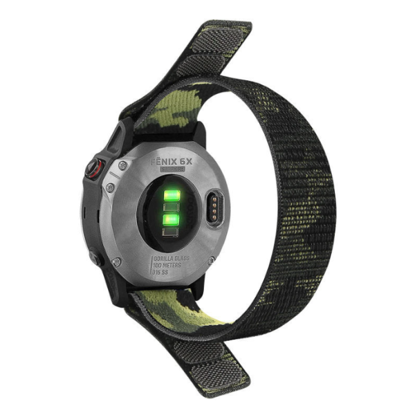 Нейлоновий ремінець на липучці для Garmin Fenix 7/7X/6X/5X/6/5 26ММ. (Зелений камуфляж)