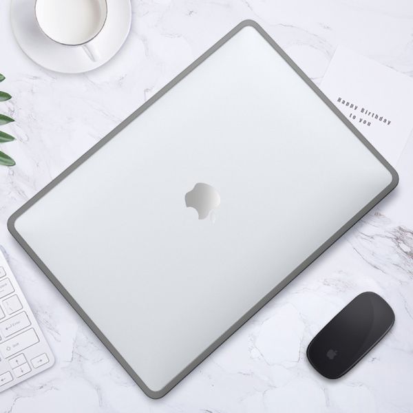 Пластикова накладка c силіконовим бампером для Macbook Air 13,6" M2 A2681 (Прозрачный + серый бампер)