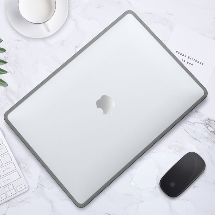 Пластикова накладка c силіконовим бампером для Macbook Air 13,6" M2 A2681 (Прозрачный + серый бампер)