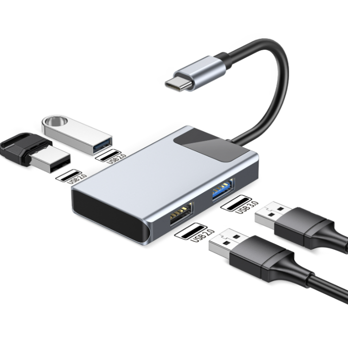 USB-C Хаб 4-в-1 модель ZX071 — багатофункціональний адаптер з USB 3.0 + 3 x USB 2.0