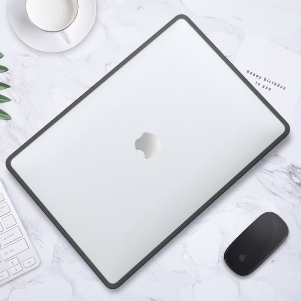Пластикова накладка c силіконовим бампером для Macbook Pro 13,3" A1989, A2159, A2251, A2289, A2338,  (Прозрачный + черный бампер)