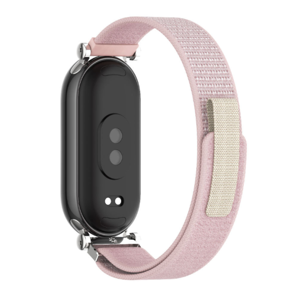 Тканинний ремінець GT4 з липучкою для Mi Band 8 / 9 (без капсули) (Рожевий+срібний)