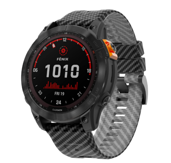 Силіконовий ремінець з карбоновим візерунком 26 мм для Garmin Fenix / Enduro / Tactix (Black+Grey)
