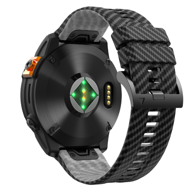 Силіконовий ремінець з карбоновим візерунком 26 мм для Garmin Fenix / Enduro / Tactix (Black+Grey)