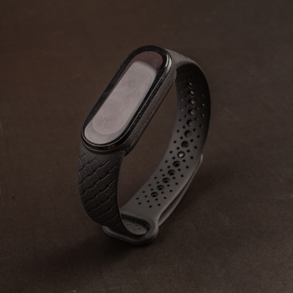 Силиконовый ремешок с имитацией плетения для Mi Band 3 | 4 (Чорний)