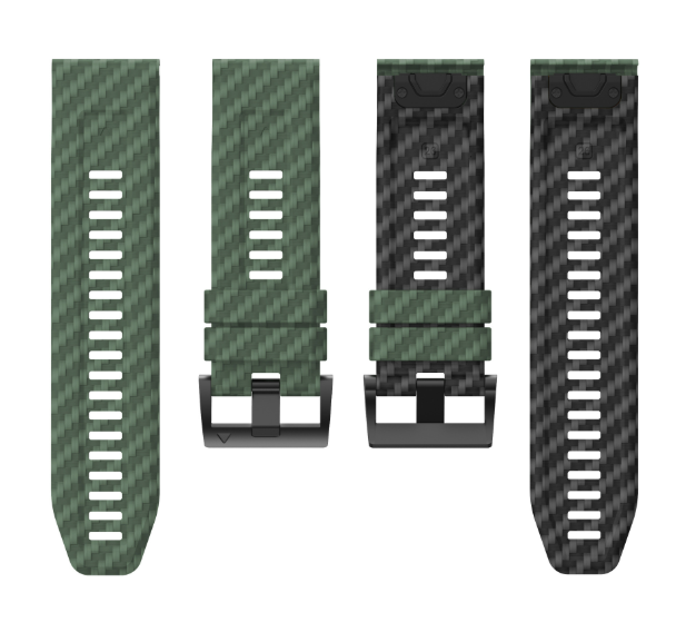 Силіконовий ремінець з карбоновим візерунком  22 мм для Garmin Fenix / Enduro / Tactix (Haki)