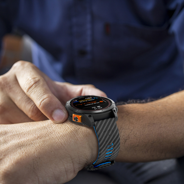 Силіконовий ремінець з карбоновим візерунком  22 мм для Garmin Fenix / Enduro / Tactix (Lihgt Blue)