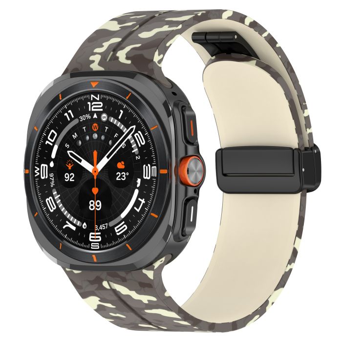 Камуфляжний силіконовий ремінець з магнітною пряжкою для Samsung Galaxy Watch7 Ultra 47 мм (жовтий)