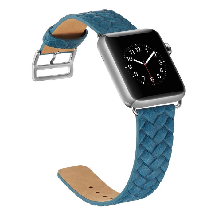 Шкіряний ремінець BlackPink з Плетенням для Apple Watch 38/40mm, Синій (Синій)