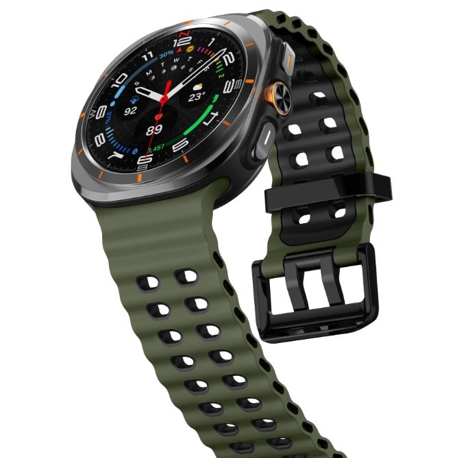 Двоколірний силіконовий ремінець для Samsung Watch Ultra 47 мм (темно зелений)