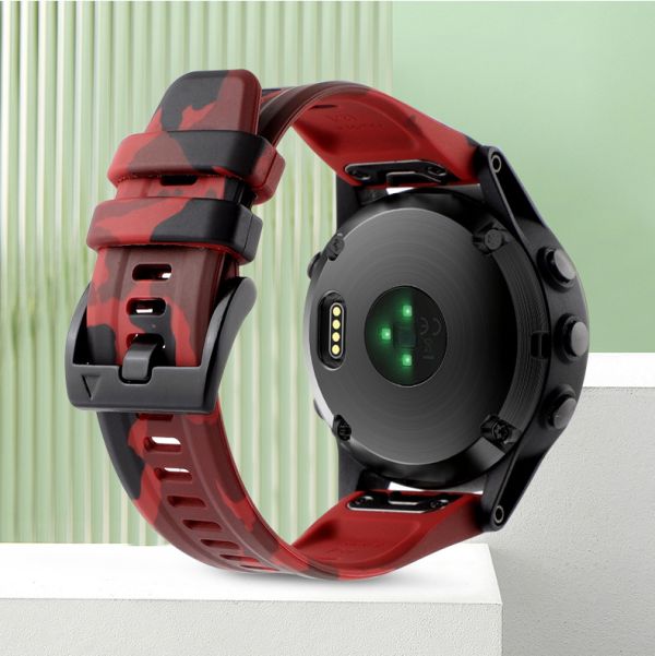 Силіконовий ремінець для Garmin Fenix 7X / 6X / 5X (26 мм) (Камуфляж червоний)