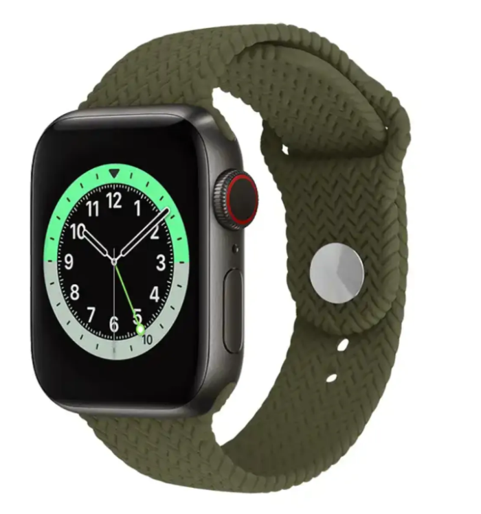 Силіконовий ремінець Braid для Apple Watch 38/40/41 AAA+, Зелений (Червоний)