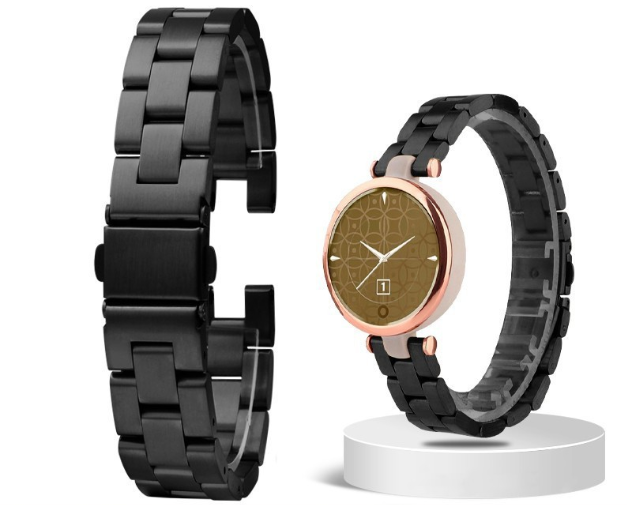 Металевий браслет із нержавіючої сталі для Garmin Lily (Black)