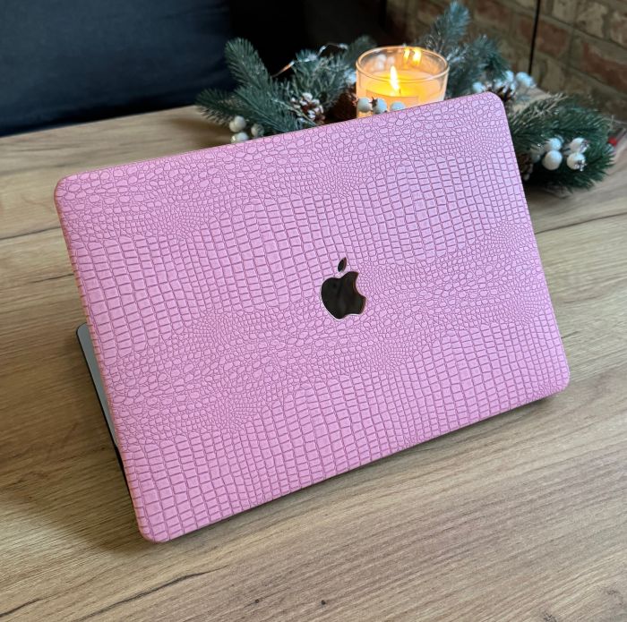 Чохол накладка на MacBook Pro 13  M1/M2/M3 ШКІРЯНИЙ (Рожевий)