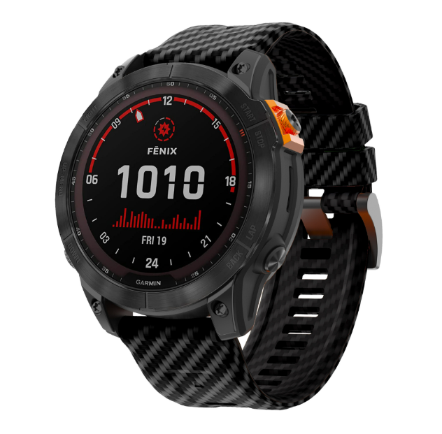 Силіконовий ремінець з карбоновим візерунком 26 мм для Garmin Fenix / Enduro / Tactix (Black)