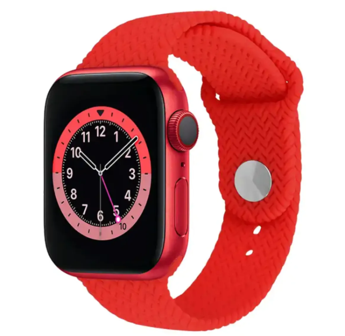 Силіконовий ремінець Braid для Apple Watch 42 / 44 / 45 / 49 AAA+ AAA+, Зелений (Червоний)