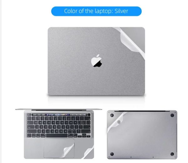 Вінілове покриття наклейка для MacBook (Кришка, Низ, Трекпад, Внутрішня частина), MacBook Pro A1989, (MacBook Air A1932, A2337 Silver)